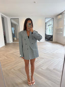 Remade oversized blazer tartan light grey