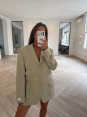 Remade oversized blazer tartan beige #80:80