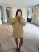 Remade oversized blazer tartan beige #92:92