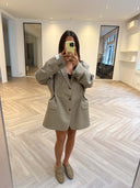 Remade oversized blazer tartan beige #85:85