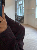 Remade oversized blazer tartan burgundy