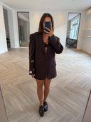 Remade oversized blazer tartan burgundy