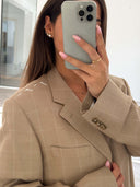 Remade oversized blazer tartan beige #37:37