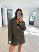 Remade oversized blazer tartan army green #44:44