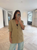 Remade oversized blazer tartan beige #58:58