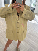 Remade oversized blazer tartan beige #40:40
