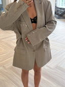 Remade oversized blazer tartan beige #65:65