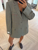 Remade oversized blazer tartan grey/blue