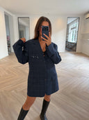 Remade oversized blazer tartan blue #23:23