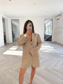 Remade oversized blazer tartan beige #37:37