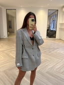 Remade oversized blazer tartan light grey/blue/beige #71:71