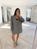 Remade oversized blazer tartan grey #25:25