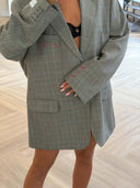 Remade oversized blazer tartan grey/blue