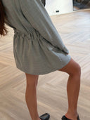 Remade oversized blazer tartan light grey/blue