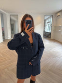 Remade oversized blazer tartan blue #23:23