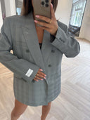 Remade oversized blazer tartan light grey
