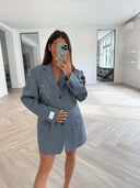 Remade oversized blazer tartan blue #60:60
