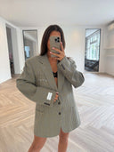 Remade oversized blazer pied de poule green/beige #50:50