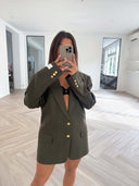 Remade oversized blazer tartan army green #44:44