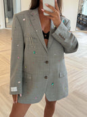 Remade oversized blazer tartan light grey/orange #45:45