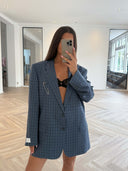 Remade oversized blazer check blue #79:79