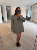 Remade oversized blazer tartan grey/blue