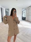 Remade oversized blazer striped beige #13:13