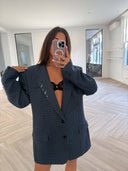 Remade oversized blazer pied de poule blue #55:55