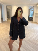Remade oversized blazer tartan navy #44:44
