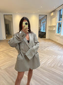 Remade oversized blazer tartan beige #85:85