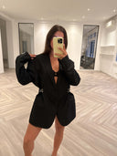 Remade oversized blazer striped black #10:10