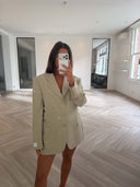 Remade oversized blazer tartan beige #80:80