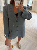 Remade oversized blazer tartan grey #44:44