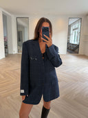 Remade oversized blazer tartan blue #23:23