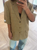 Remade oversized blazer tartan beige #58:58
