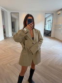 Remade oversized blazer tartan beige/blue/orange #34:34
