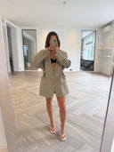 Remade oversized blazer tartan beige #65:65