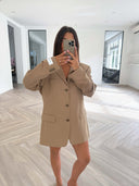 Remade oversized blazer striped beige #13:13