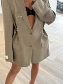 Remade oversized blazer tartan beige #65:65