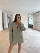 Remade oversized blazer pied de poule green/beige #50:50
