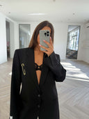 Remade oversized blazer striped black #11:11