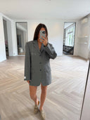 Remade oversized blazer tartan grey #05:05