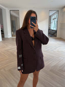 Remade oversized blazer tartan burgundy