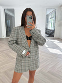 Remade oversized blazer pied de poule black/green/yellow/purple #35:35