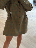 Remade oversized blazer striped pied de poule brown/blue/orange/green