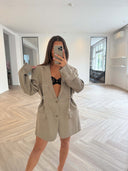 Remade oversized blazer tartan beige #65:65