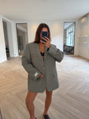 Remade oversized blazer tartan grey/blue