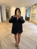 Remade oversized blazer tartan navy #44:44