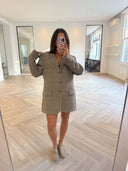 Remade oversized blazer tartan light taupe #07:07