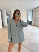 Remade oversized blazer tartan light grey